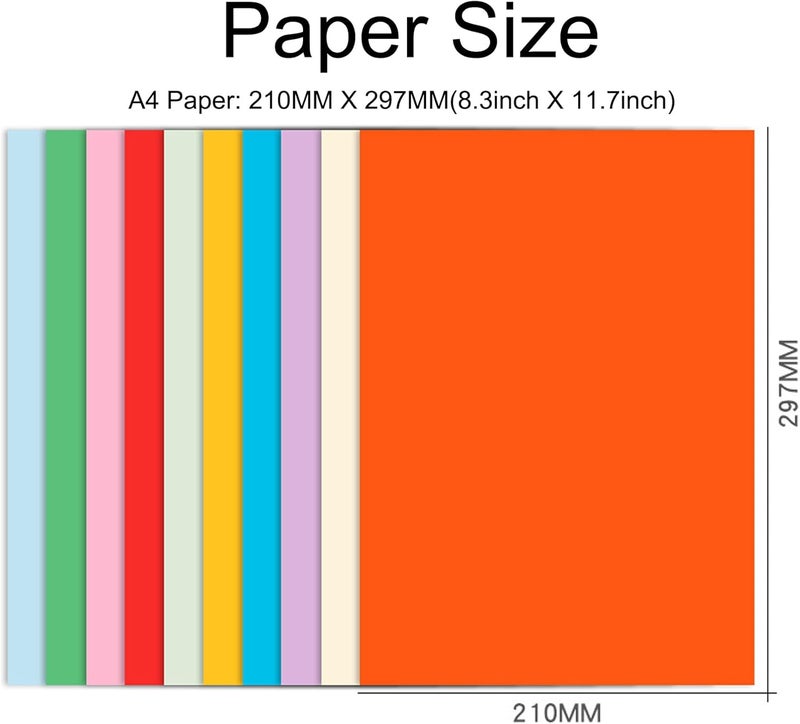 Cezmkio A4 Colored Paper 200 Sheets- Thin Colored A4 Paper (20 Colors), 8.5 x 11.7inch Assorted 70gsm Handmade Copy Cardstock for DIY Arts and Crafts Colorful Projects(Not for printing) - Image 3